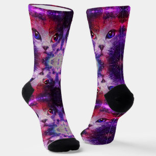 Purple Galaxy Cat Socks