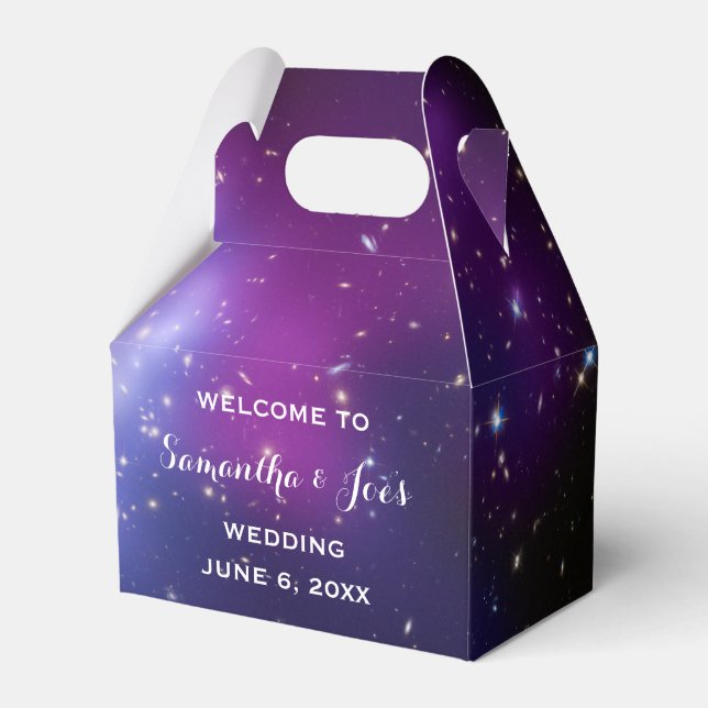 Purple Galaxy Celestial Wedding Welcome Favour Favour Box (Front Side)