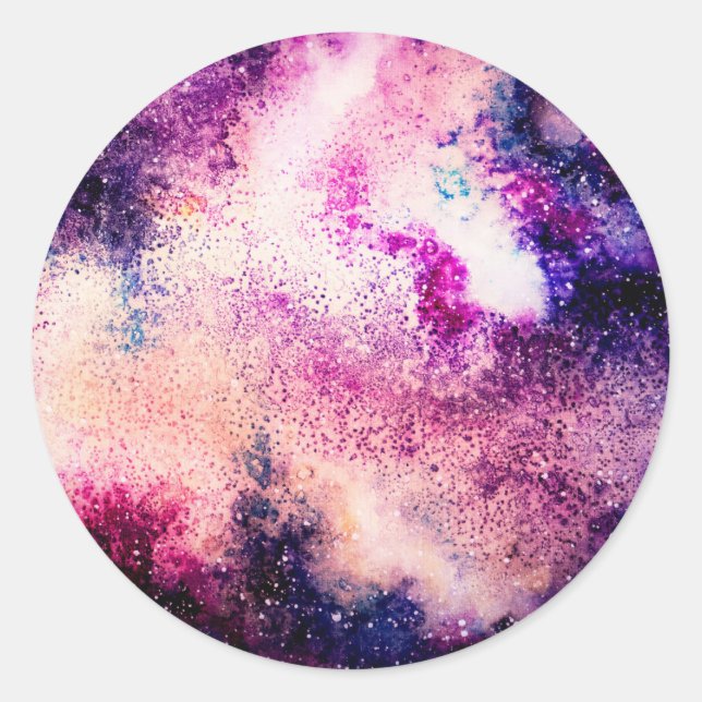Purple Galaxy Classic Round Sticker (Front)