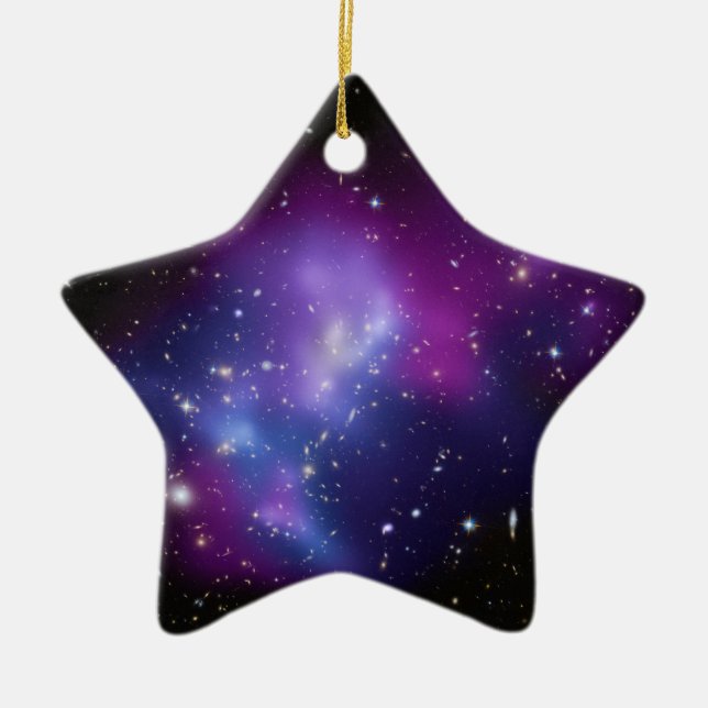 Purple Galaxy Cluster Celestial Space Photo Star Ceramic Tree Decoration (Front)