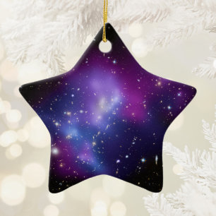 Purple Galaxy Cluster Celestial Space Photo Star Ceramic Tree Decoration