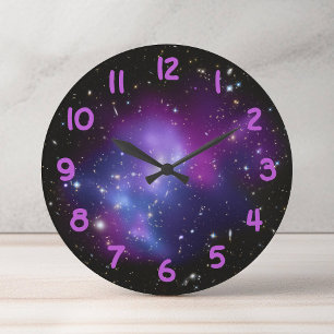 Purple Galaxy Cluster Large Clock