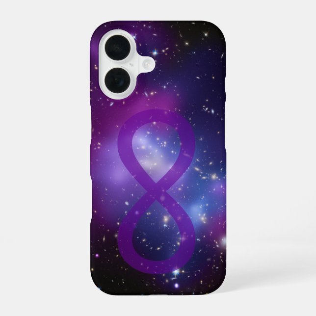 Purple Galaxy Infinity Symbol iPhone 16 Case (Back)