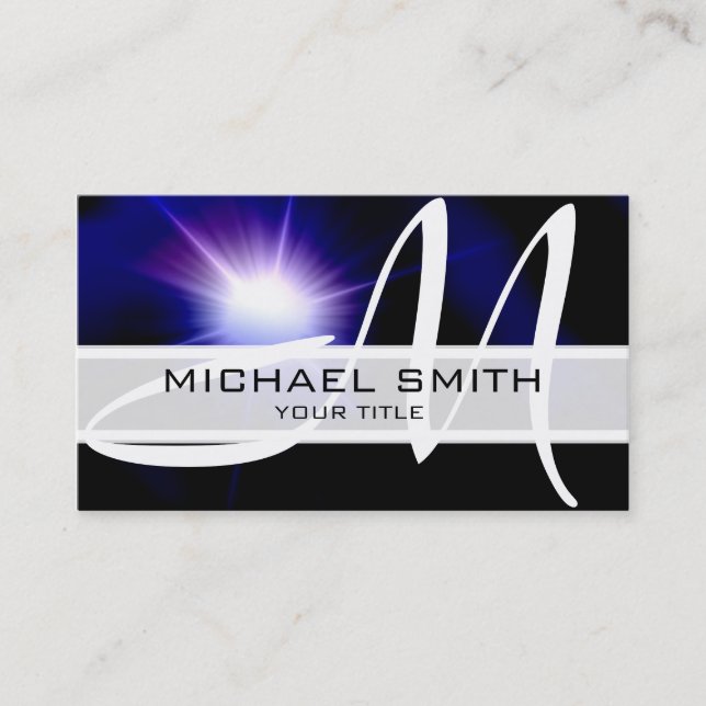 Purple Galaxy Modern Monogram #9 Business Card (Front)