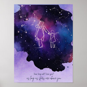 Purple Galaxy Nursery Poster 