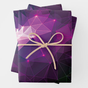 Purple galaxy pattern wrapping paper sheet