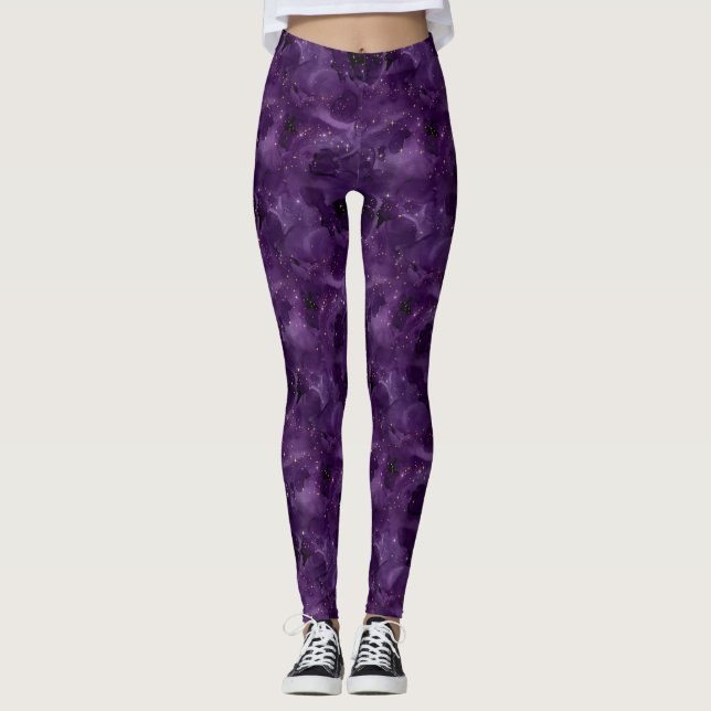 Purple Galaxy Series Design 8 Leggings (Front)