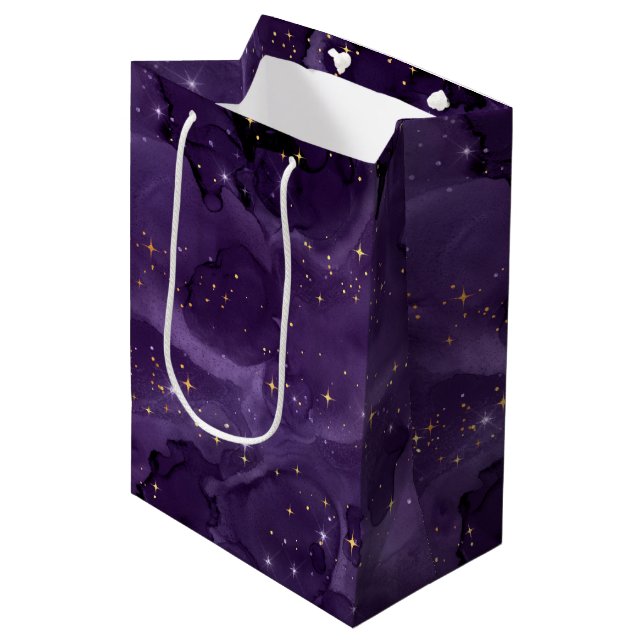 Purple Galaxy Series Design 8  Medium Gift Bag (Front Angled)