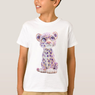 Purple Galaxy Spotted Cheetah Cub Kids T-Shirt