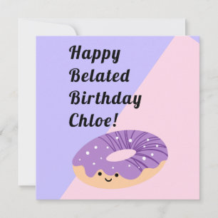 Purple Galaxy Sprinkles Doughnut   Birthday Flat Card