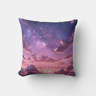 Purple Galaxy Sunset Throw Pillow