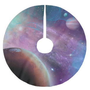 Purple Galaxy with Planets Brushed Polyester Tree Skirt