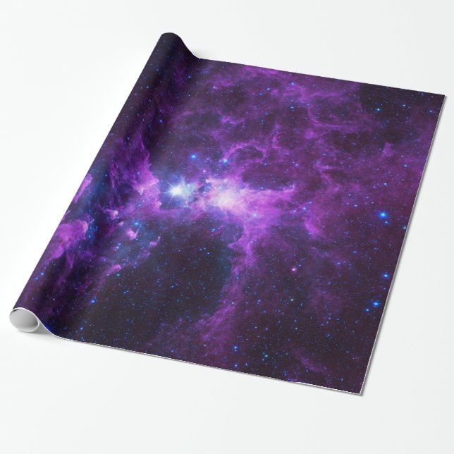 Purple Galaxy Wrapping Paper (Unrolled)