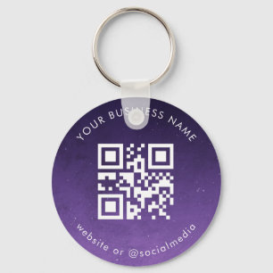 Purple Galaxy Your Custom Business Qr Code Scan Key Ring