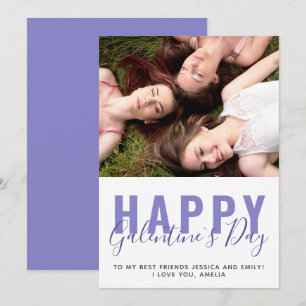 Purple Galentine`s Day Friend Photo Holiday Card