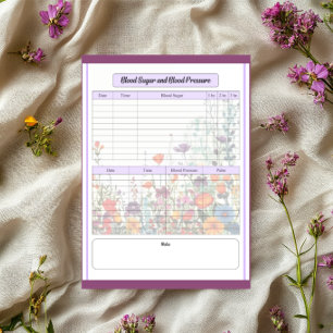 Purple Garden_ Blood Pressure and Sugar Log Notepad