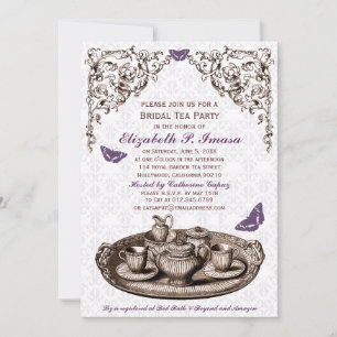 Purple Garden Bridal Tea Party Invitations