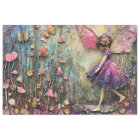 PURPLE GARDEN FLORAL FAIRY DECOUPAGE