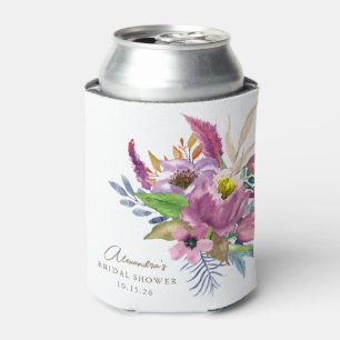Purple Garden Floral Minimalist Custom Shower Can Cooler
