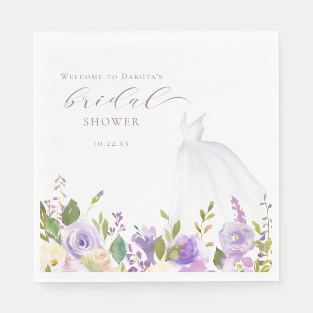 Purple Garden Floral Wedding Dress Napkin (Front)
