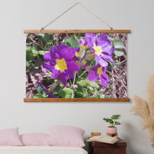 Purple garden flowers hanging tapestry