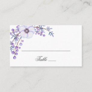 Purple garden flowers. Violet floral wedding Place Card