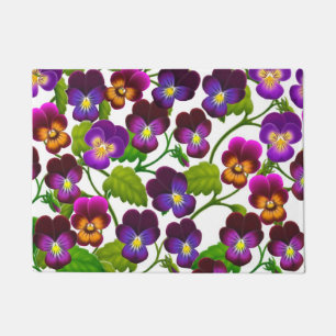 Purple Garden Pansy Flowers Doormat
