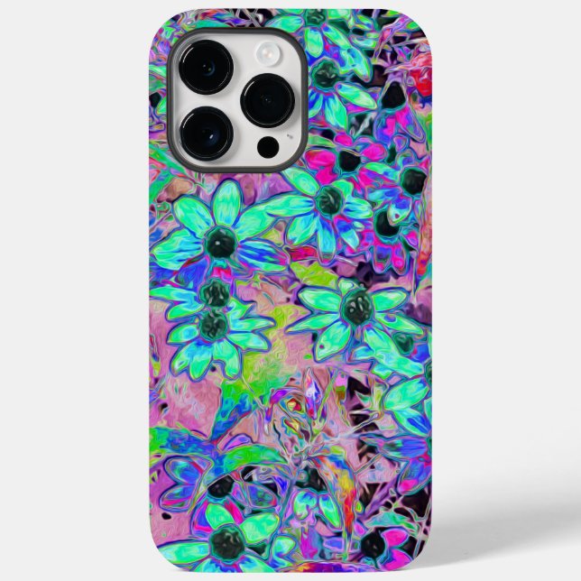 Purple Garden with Psychedelic Aquamarine Flowers Case-Mate iPhone Case (Back)