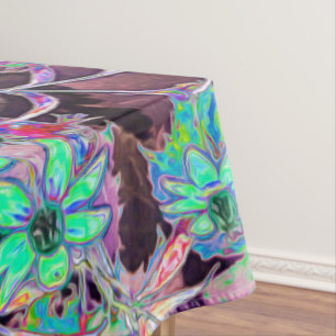 Purple Garden with Psychedelic Aquamarine Flowers Tablecloth