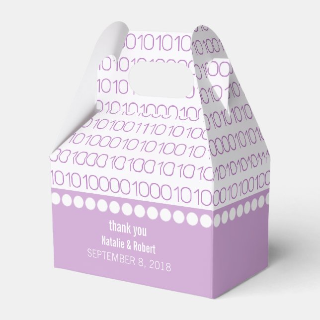 Purple Geek Chic Binary Code Favour Boxes (Front Side)