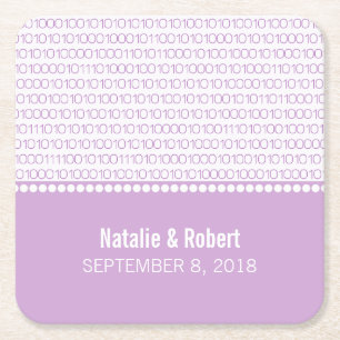 Purple Geek Chic Binary Code Paper Coasters
