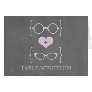 Purple Geeky Glasses Chalkboard Table Number Card
