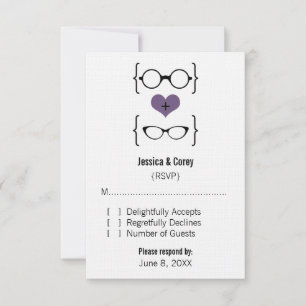Purple Geeky Glasses Response Card