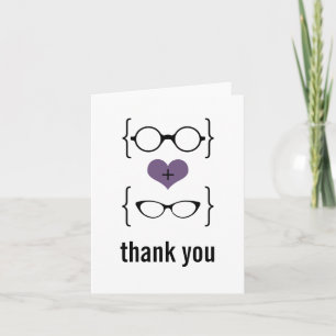 Purple Geeky Glasses Thank You Card