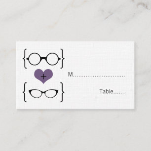 Purple Geeky Glasses Wedding Place Cards