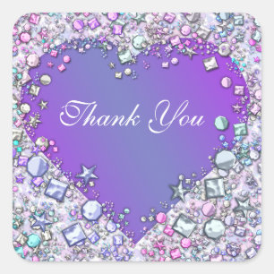 Purple Gemstones Thank You Sticker Sheet