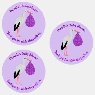 Purple gender neutral Baby Stork Baby Shower