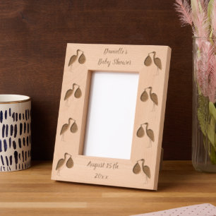 Purple gender neutral Baby Stork Baby Shower Etched Frames