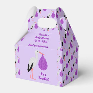 Purple gender neutral Baby Stork Baby Shower Favour Box
