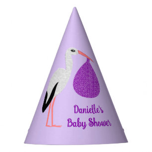 Purple gender neutral Baby Stork Baby Shower Party Hat