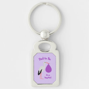 Purple gender neutral Baby Stork Gender Reveal Key Ring
