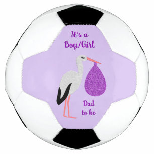 Purple gender neutral Baby Stork Gender Reveal Soccer Ball