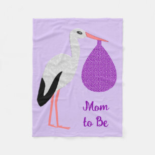 Purple gender neutral Baby Stork Mum to Be Fleece Blanket