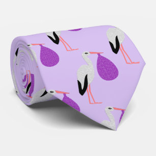 Purple gender neutral Baby Stork Patterned Tie