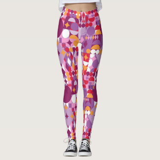 Purple geometric avantgarde design leggings