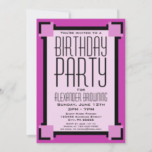 Purple Geometric Birthday Party Invitation
