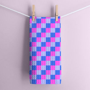 Purple Geometric Chequerboard Kitchen Towel