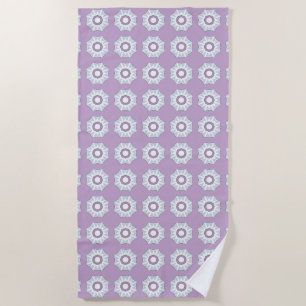 Purple geometric floral patterned  beach towel