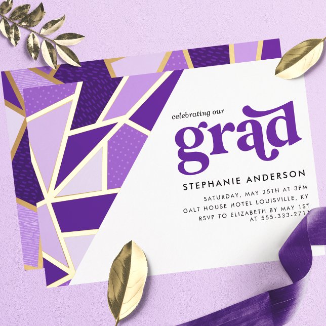 Purple Geometric Gold Modern Graduation Party (Creator Uploaded)