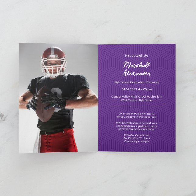 Purple Geometric Graduation Photo Invitation (Inside)